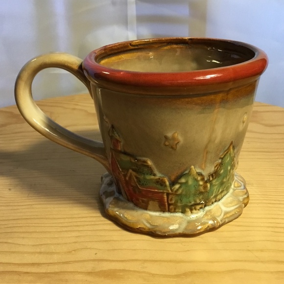 Glazed Stoneware Pottery Christmas Cardinals 3D Coffee Mug - Picture 3 of 10